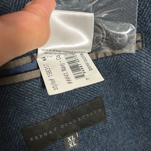 Report Collection Sport Fit Navy Herringbone style Blazer size XL- NWT - Picture 14 of 17